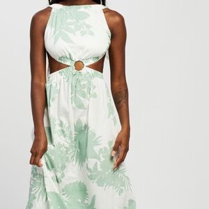 The Vintage Shop White and Light Green Backless Maxi Dress